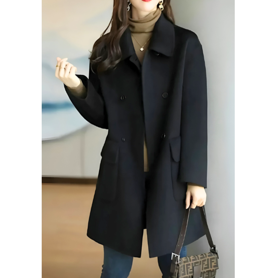 Elarae | Elegante lange jas – moderne winterjas, stijlvolle bovenkleding, warm en verfijnd