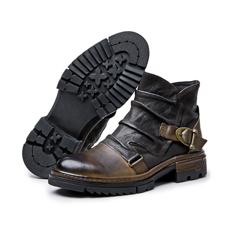 StoneHawk | Bottes de moto résistantes pour hommes, en cuir, robustes, pour l'extérieur et les loisirs