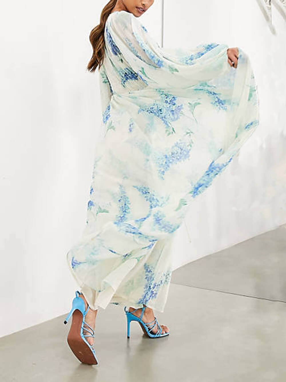 Oceana | Chiffon floral drawstring waist maxi dress
