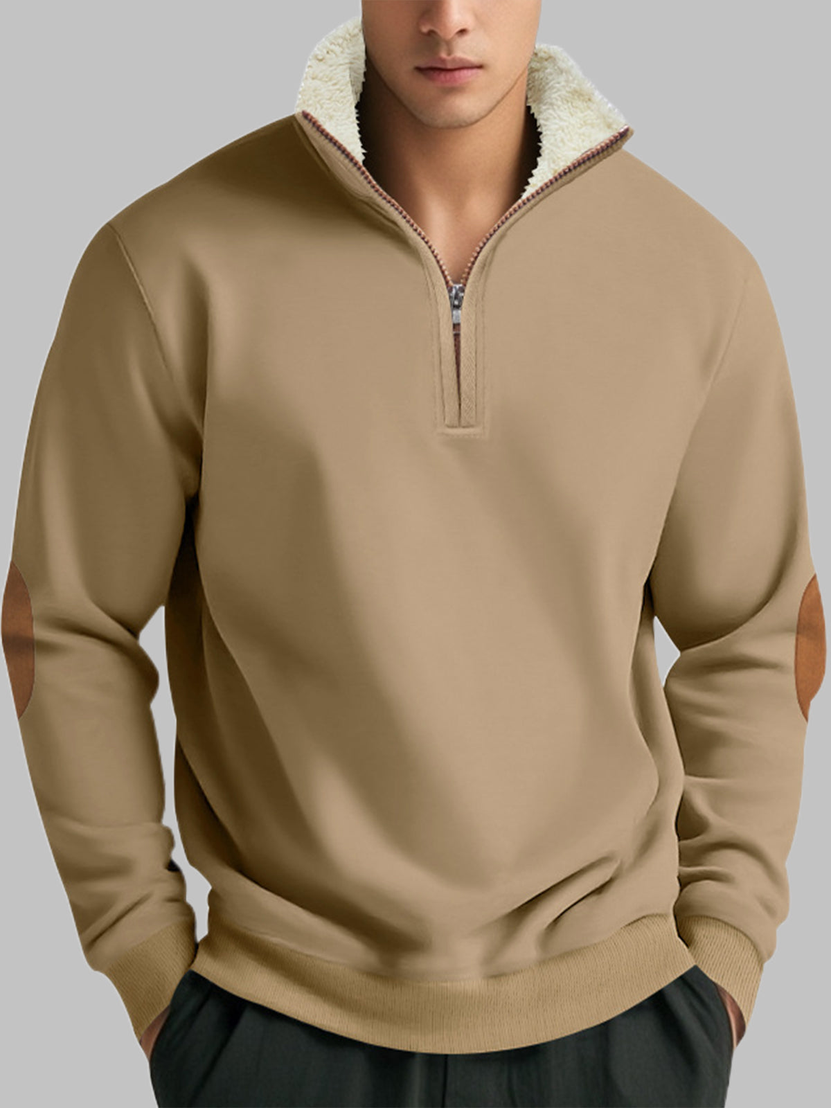 Xalerion | Men's Retro Half Sleeve Sweatshirt - Long Sleeve, Casual, Stylish Jumper