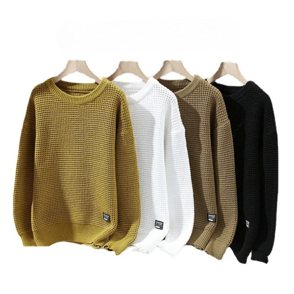 Yorick | Premium honingraat gebreide trui voor heren – zachte casual pullover, winter, ronde hals