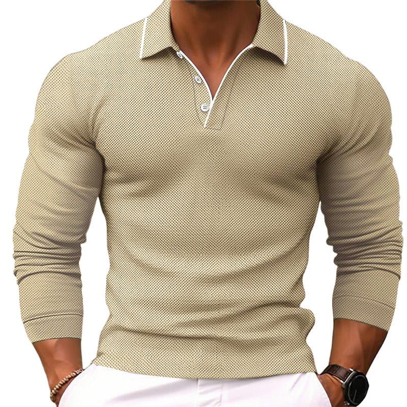 Niall | Slim fit poloshirt met lange mouwen