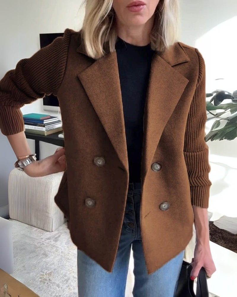 Vaida | Women's Casual Blazer with Knitted Sleeves - Elegant, Soft & Stylish Jacket