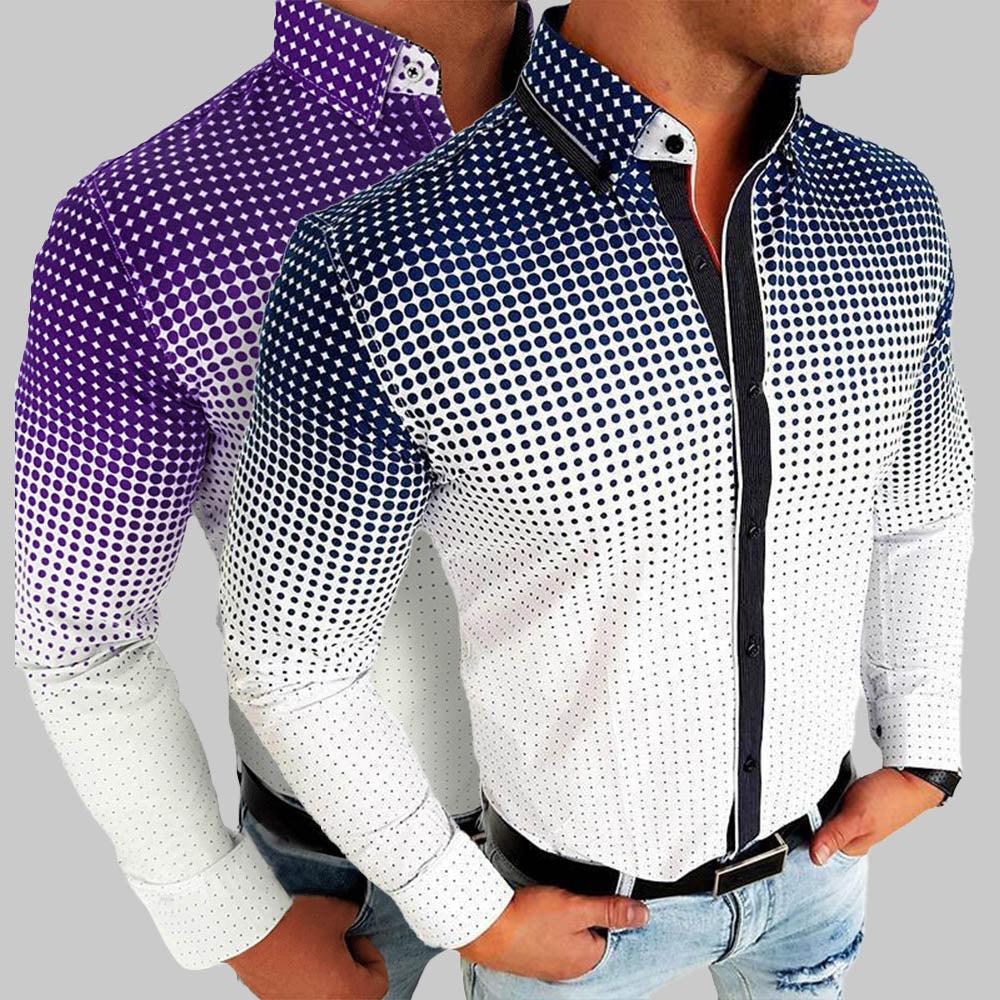 Calvor | Knoopoverhemd met kleurverloop voor heren - Lange mouwen, business casual, slim fit overhemd