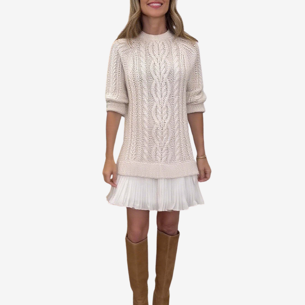 Cyrella | Chique gebreide jurk voor dames – zachte sweaterjurk met lange mouwen voor casual gelegenheden