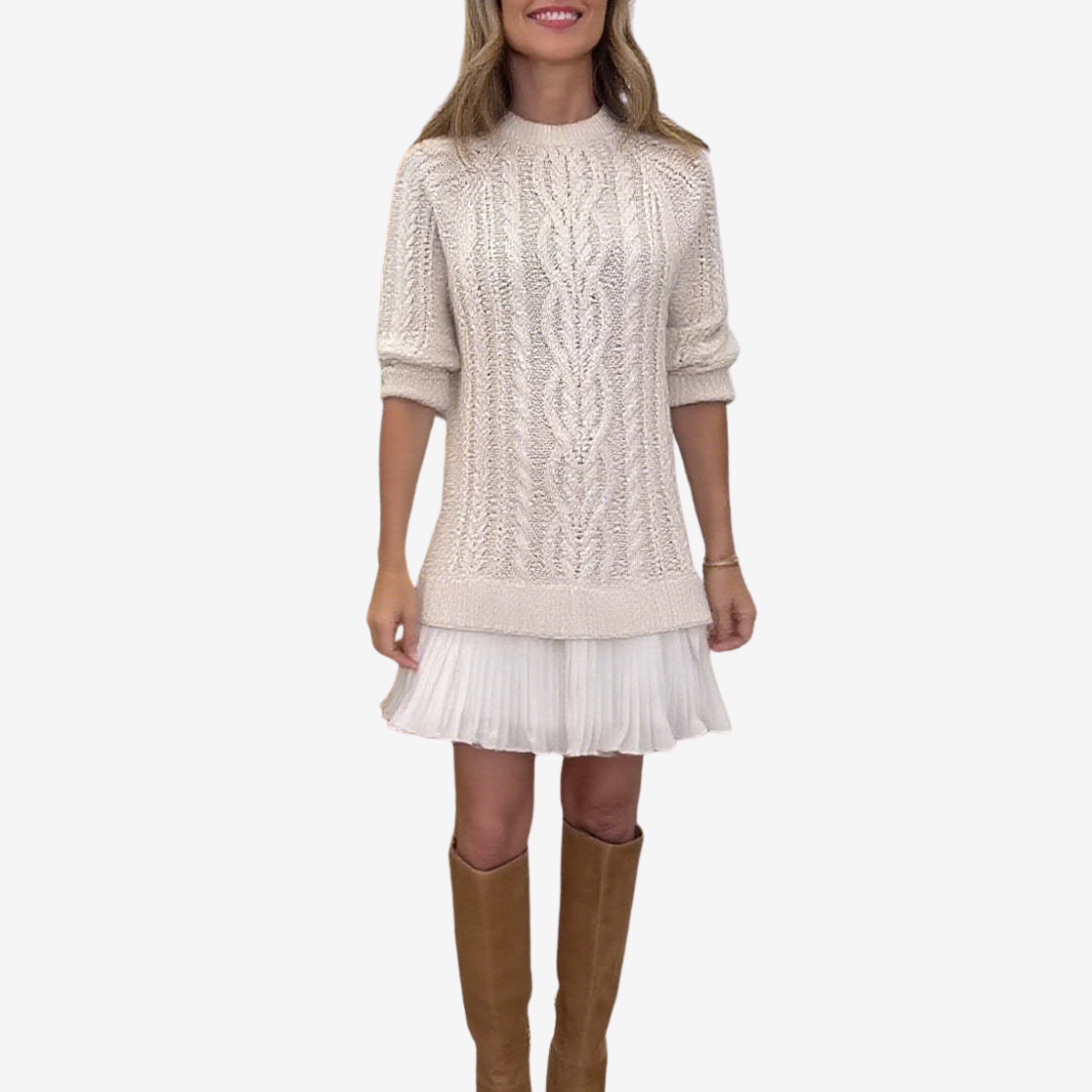 Cyrella | Chique gebreide jurk voor dames – zachte sweaterjurk met lange mouwen voor casual gelegenheden
