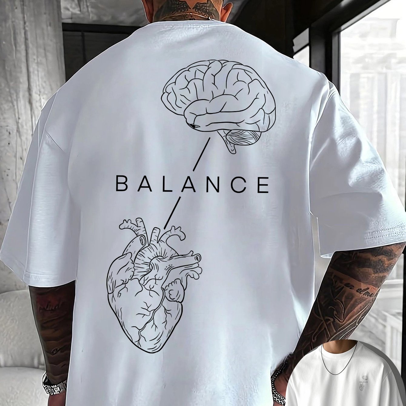 Rhysen | Heren T-shirt met grafische print – ontwerp op voor- en achterkant