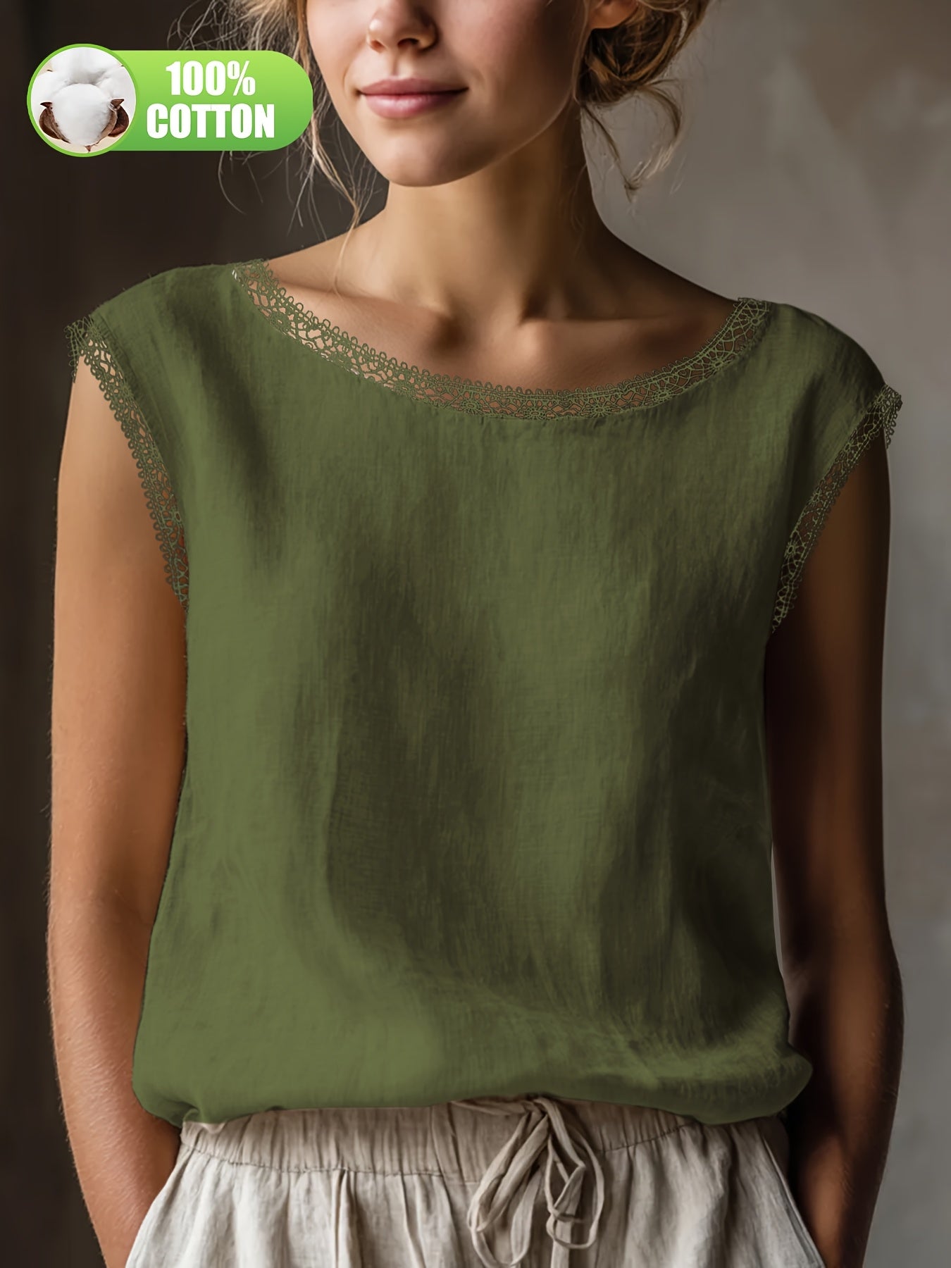 Orlavia | Dames kanten blouse – zomerse retro top, losse en casual pasvorm