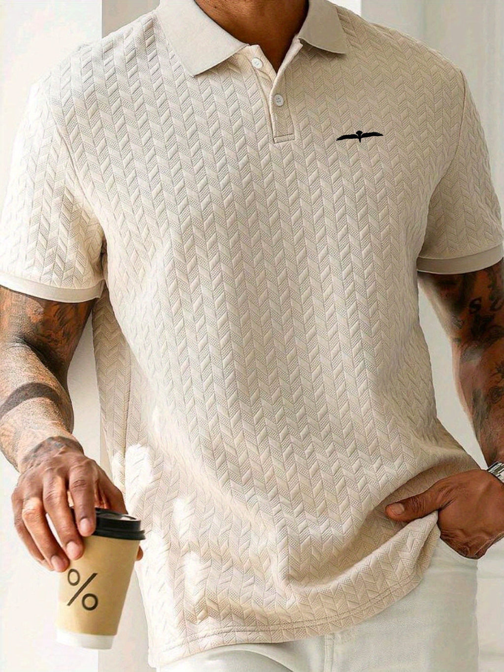 Aldous | Polo décontracté à manches courtes pour homme - Tissu structuré et extensible