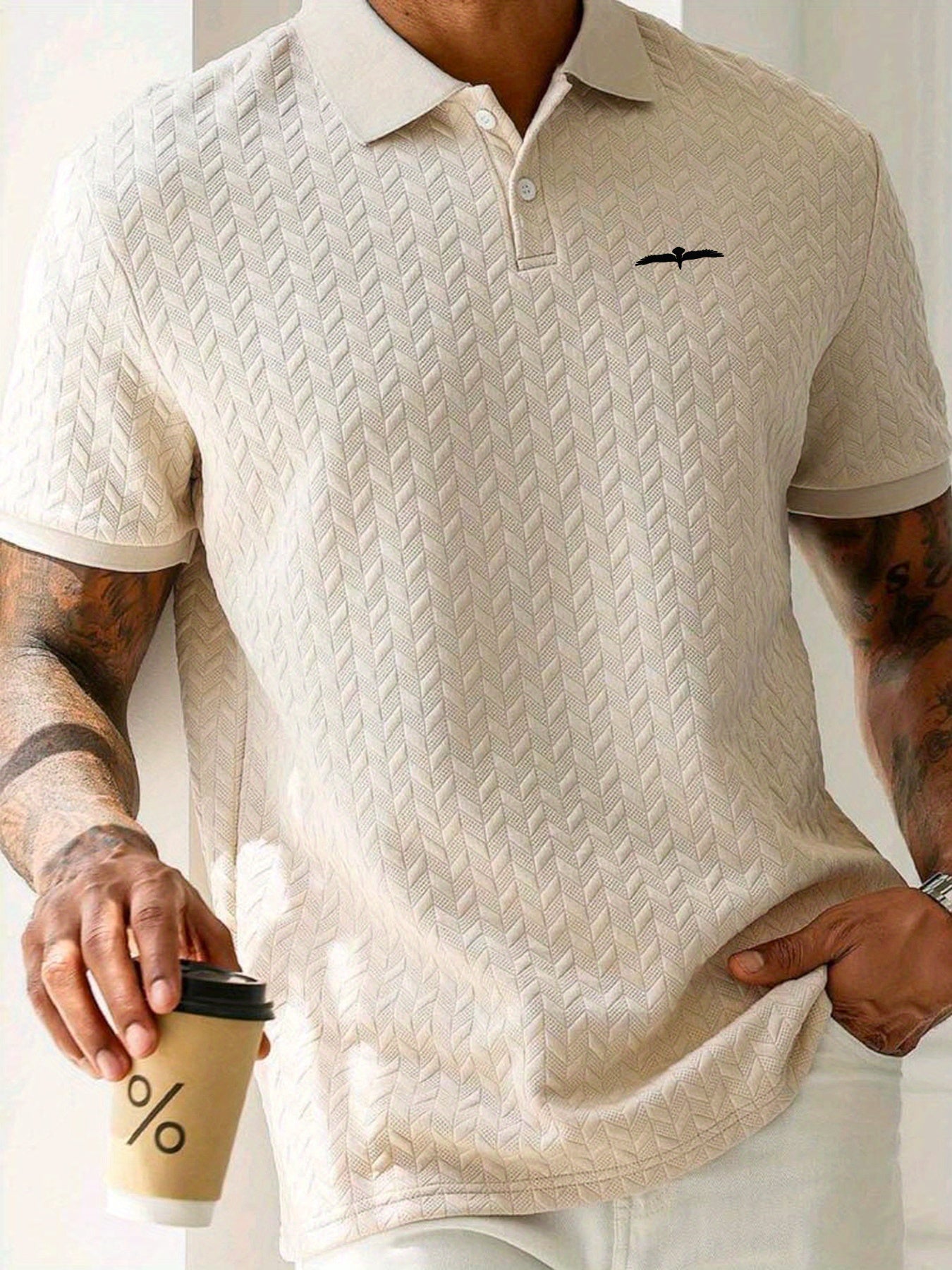 Aldous | Polo décontracté à manches courtes pour homme - Tissu structuré et extensible