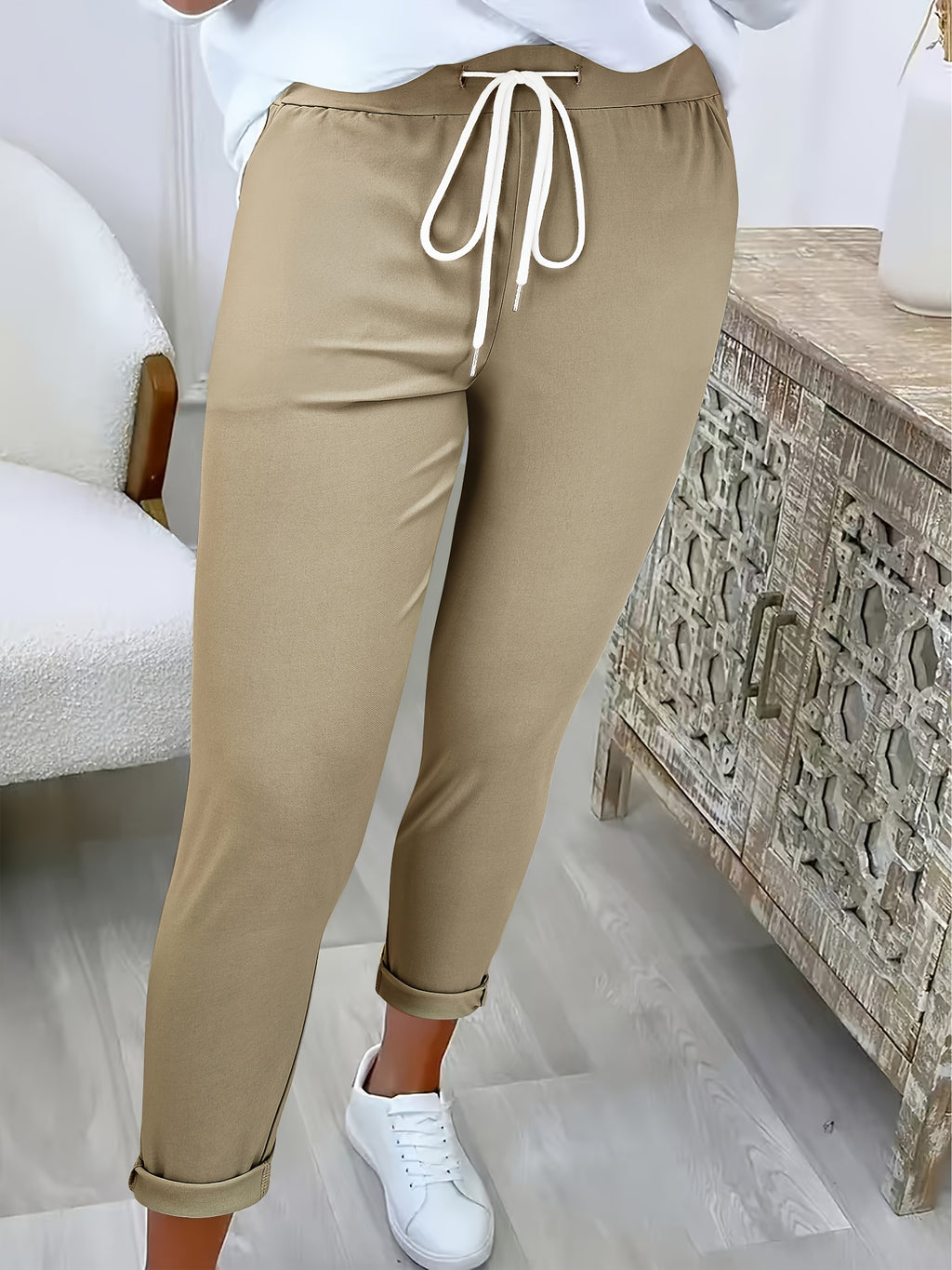Avelith | Casual broek met trekkoord voor dames – Slim fit, elastische taille, ademend