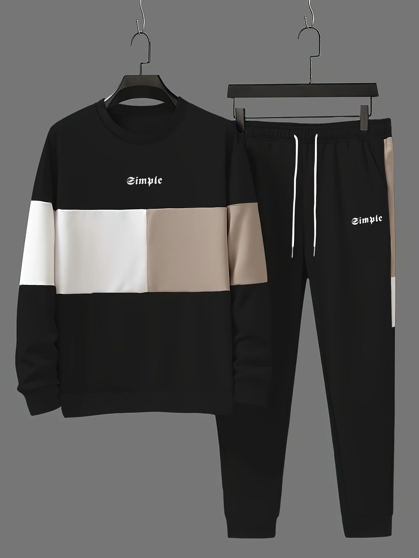 Valiant | Sweater & joggerset met kleurblok voor heren - Casual trainingspak met lange mouwen