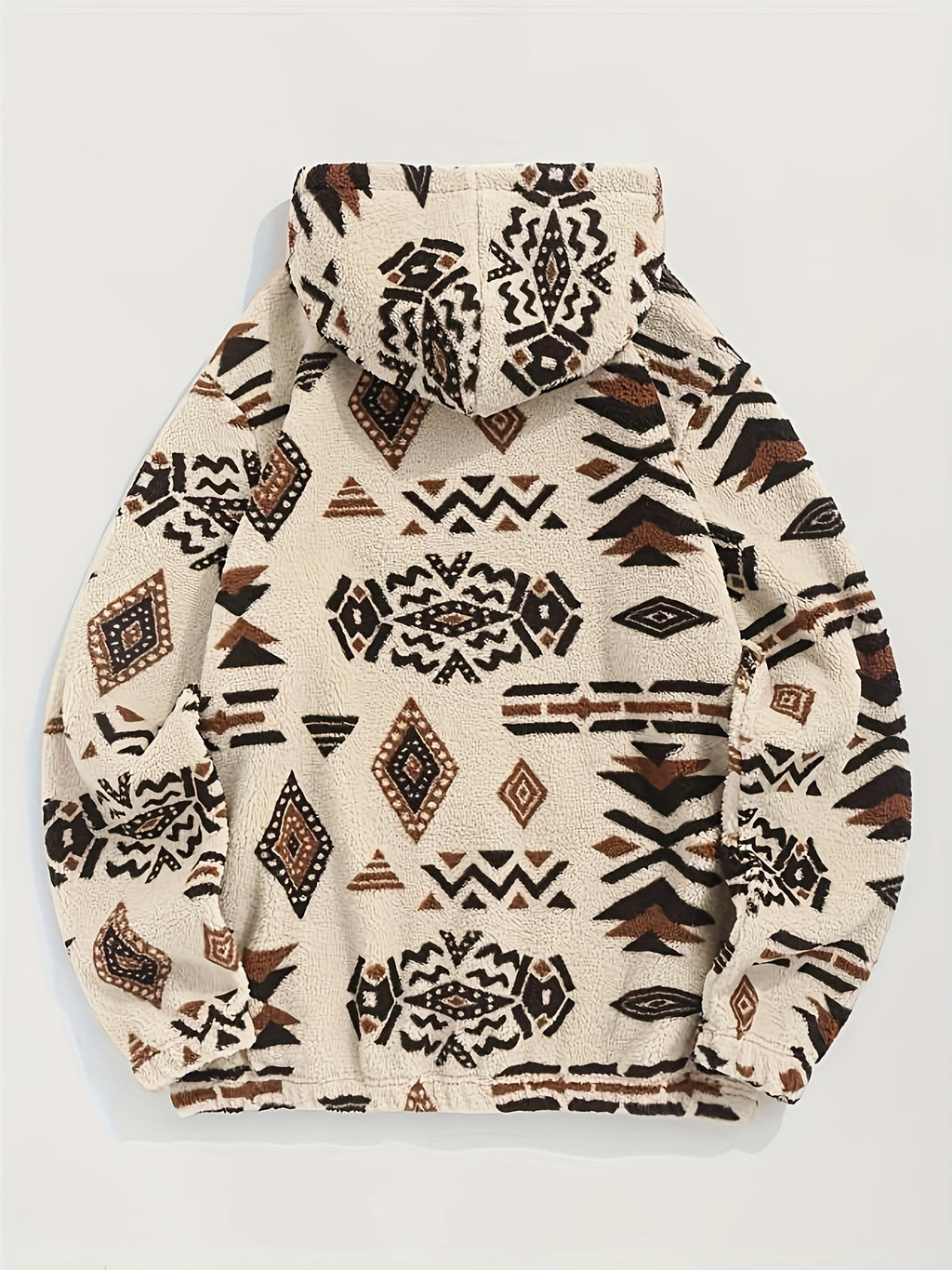 Dario | Herenhoodie met Aztekenprint en pluche - Casual Flannel, fleece gevoerd, lange mouwen, verstelbaar rijgsnoer