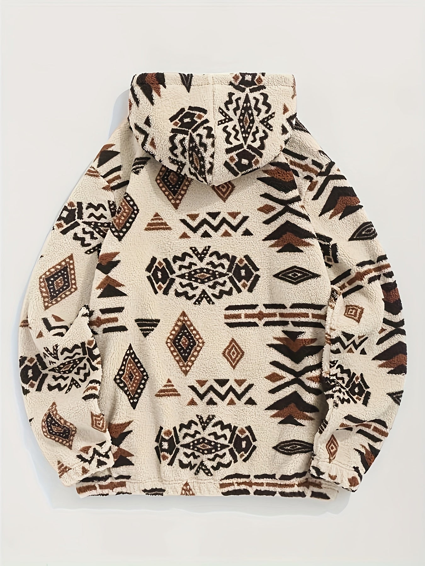 Dario | Herenhoodie met Aztekenprint en pluche - Casual Flannel, fleece gevoerd, lange mouwen, verstelbaar rijgsnoer