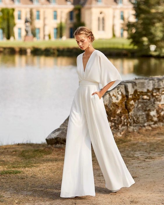 Freyja | Jumpsuit met wijde pijpen voor dames - Losse halve mouwen, elegant en vloeiend eendelig