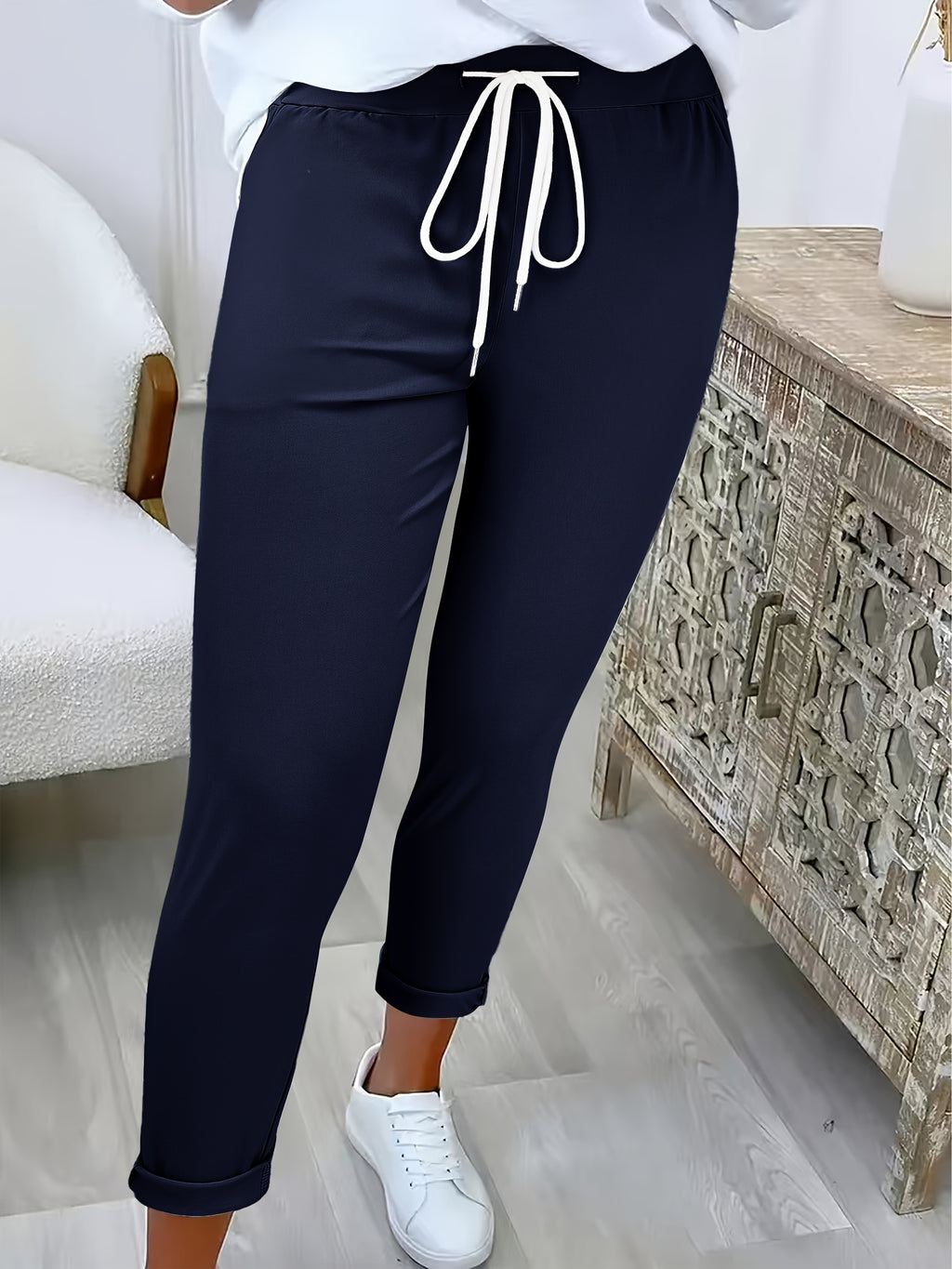 Avelith | Casual broek met trekkoord voor dames – Slim fit, elastische taille, ademend