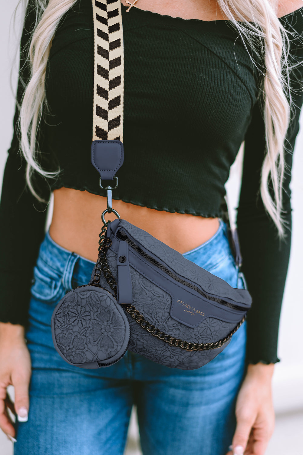 ClutchLink | Color Block Chain Strap Shoulder & Crossbody Bag with Coin Purse