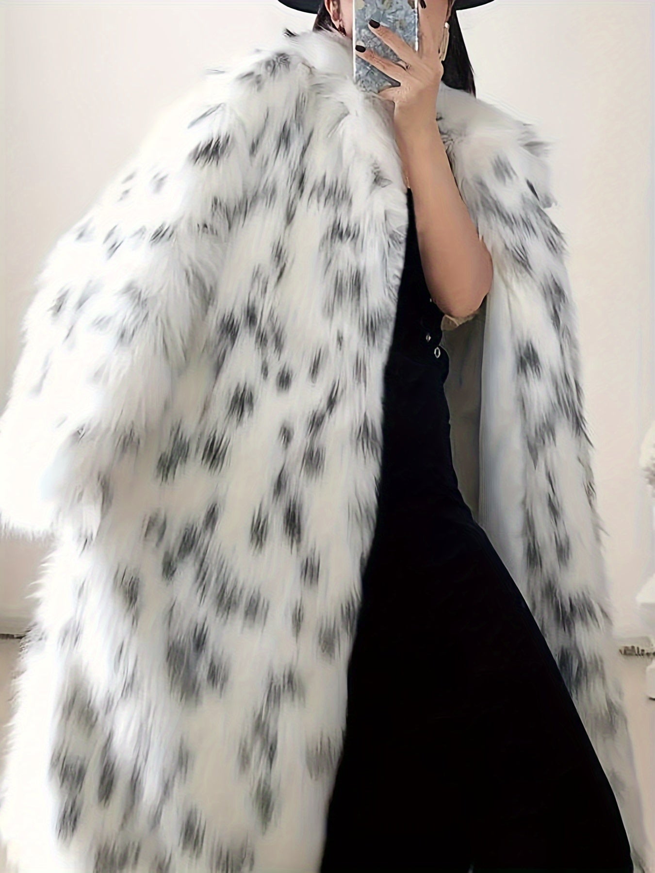 Kassiane | Open Faux Fur Coat met luipaardmotief voor dames