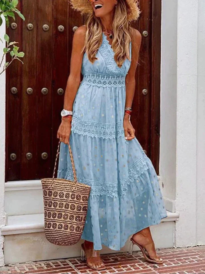 Vesta | Elegant Sleeveless Boho Lace Dress - Long, Feminine & Trendy