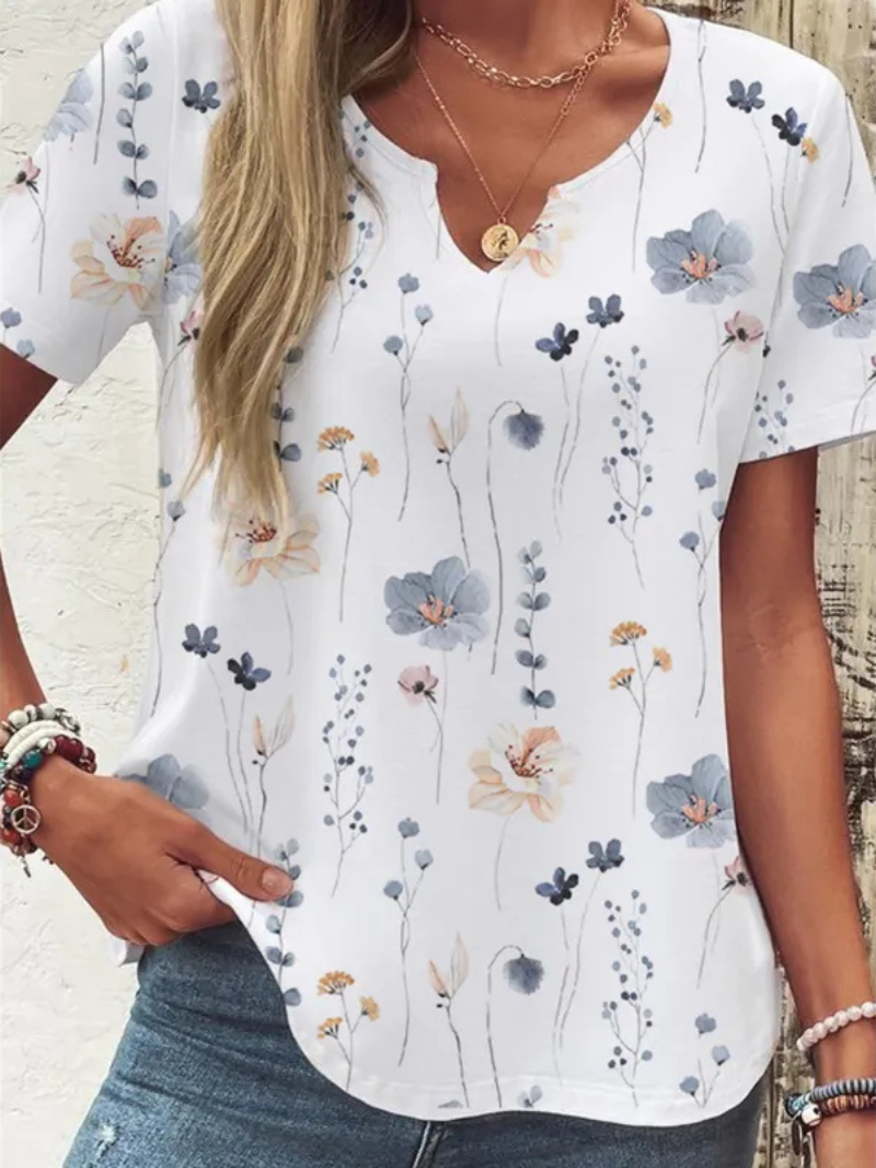 Lucrezia | Chemise à manches courtes pour femme, imprimé floral - Haut élégant