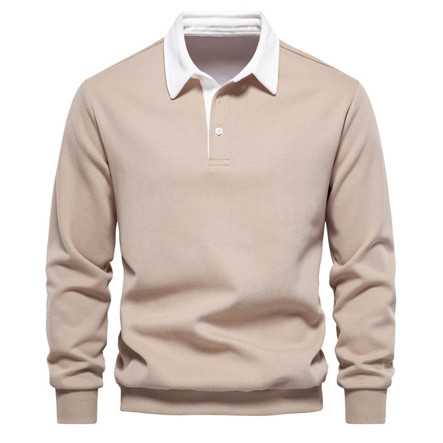 Jotham | Polo homme à manches longues – col classique, élégant et décontracté, parfait pour le travail.