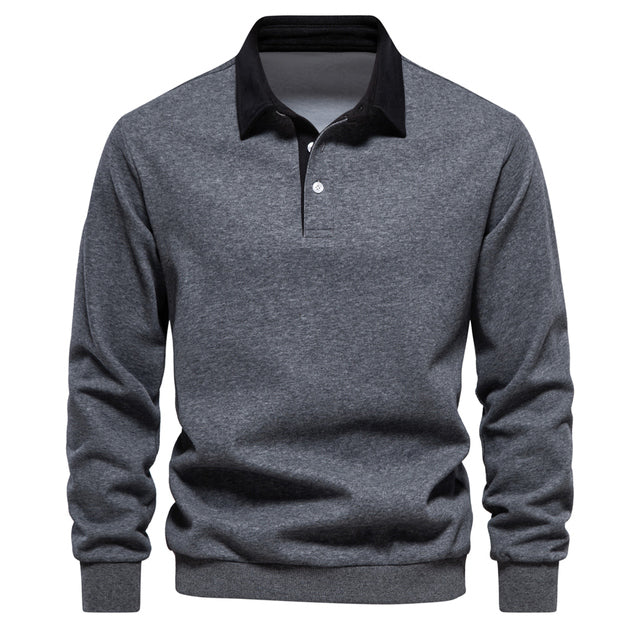Yvorian | Heren poloshirt met lange mouwen – slim-fit, ademend katoen, casual en stijlvolle werkoutfit