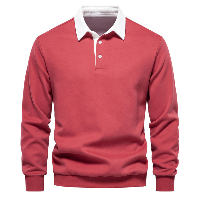 Jotham | Polo homme à manches longues – col classique, élégant et décontracté, parfait pour le travail.