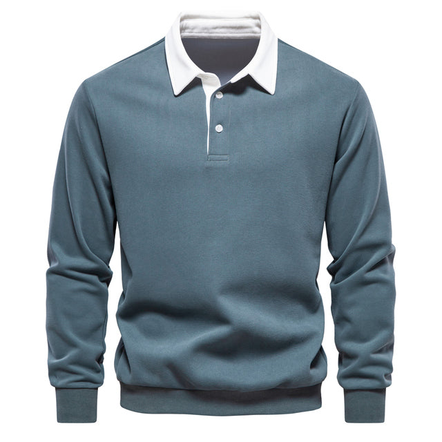 Jotham | Polo homme à manches longues – col classique, élégant et décontracté, parfait pour le travail.