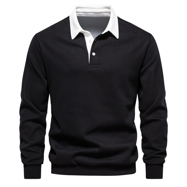 Yvorian | Heren poloshirt met lange mouwen – slim-fit, ademend katoen, casual en stijlvolle werkoutfit