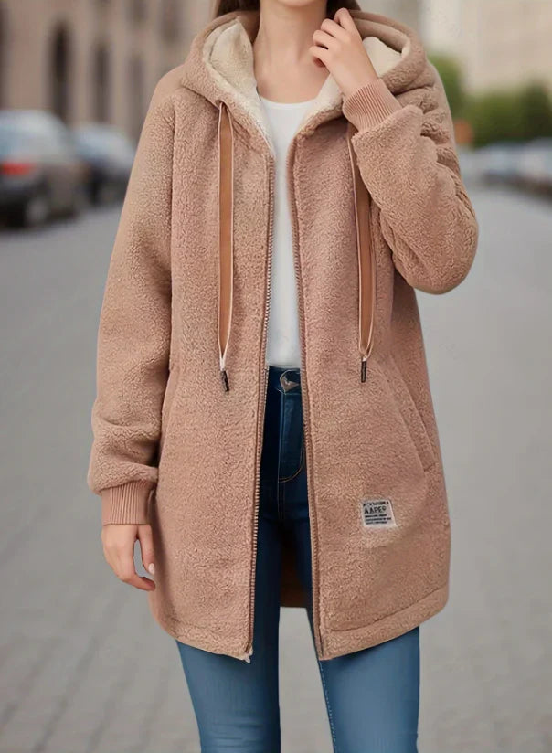 Quinley | Sherpa fleece jas met capuchon voor dames – Warme en comfortabele winterjas