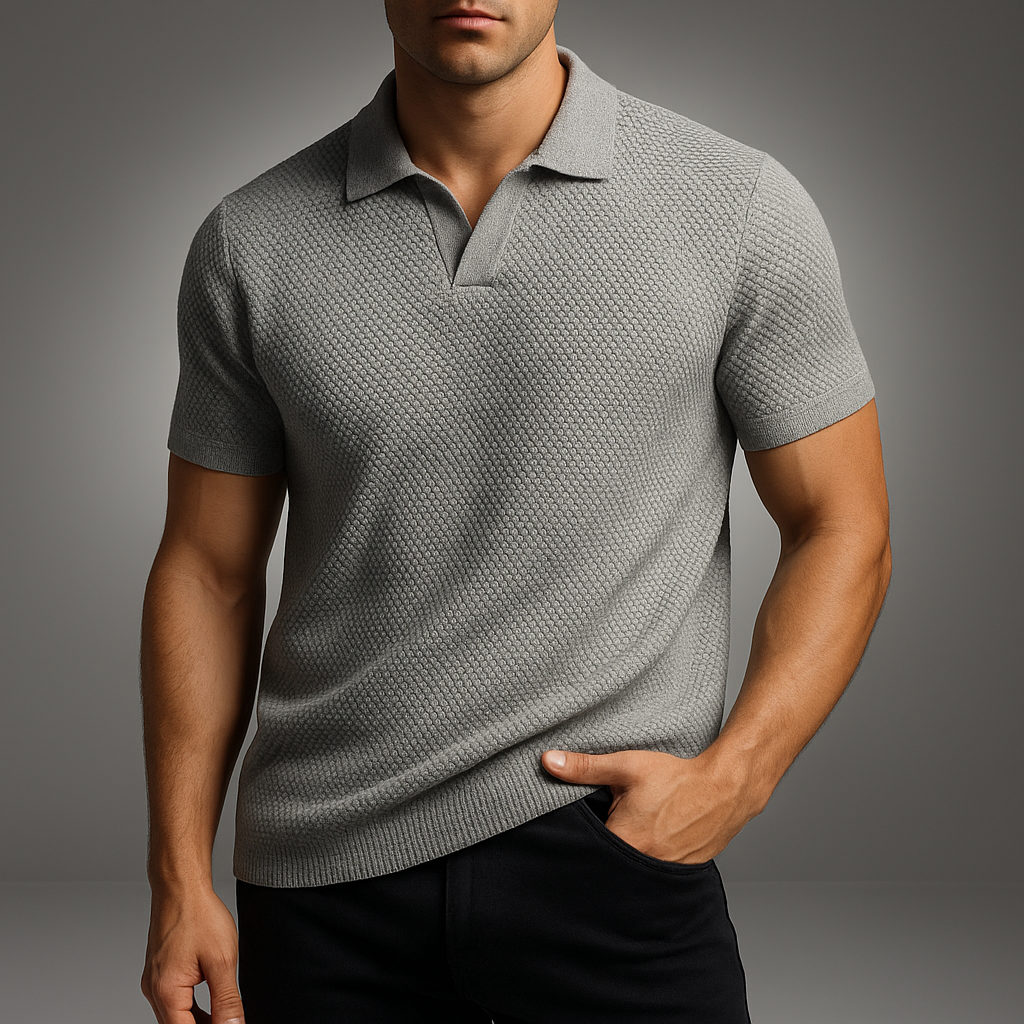 Omiel | Heren gebreid poloshirt – ademend, casual met korte mouwen, stijlvolle en comfortabele