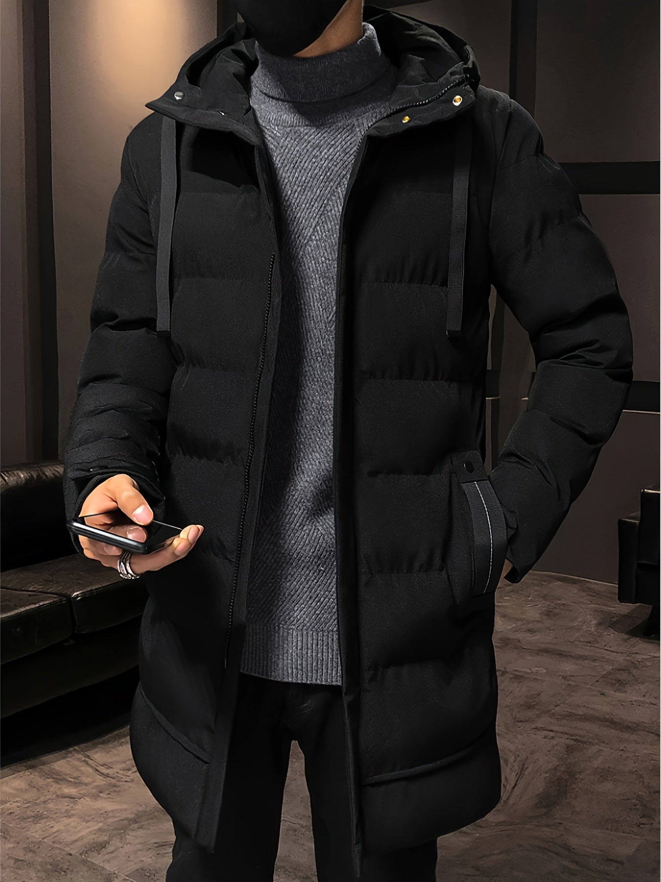 Sanjay | Gewatteerd heren winterjack met capuchon en zakken met ritssluiting, polyester voering, Preppy stijl, warm en comfortabel
