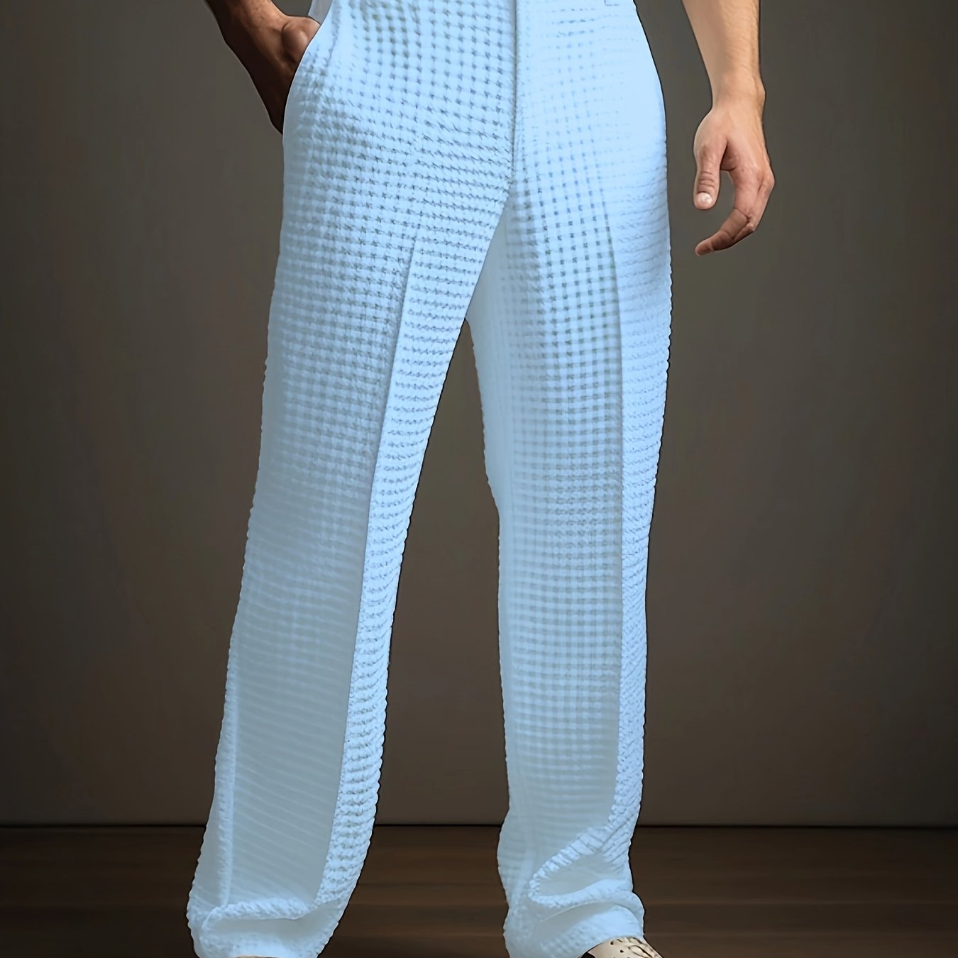 Archer | Rechte casual broek voor heren – zakelijke chino met wafelstructuur, slim fit kantoorbroek