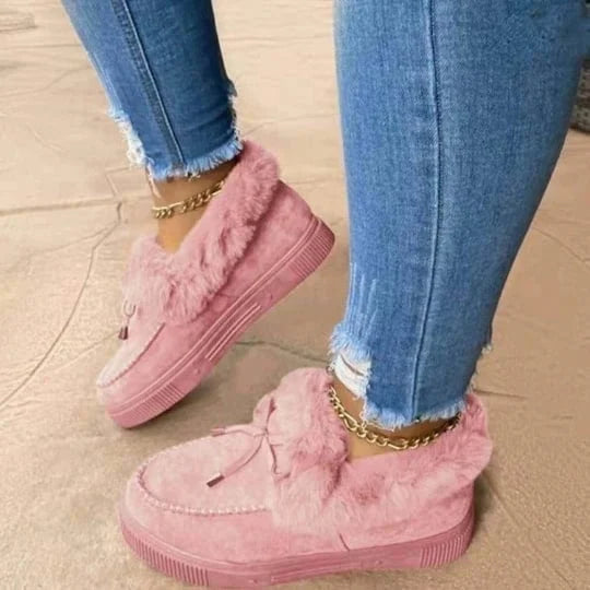 Furiva | Dameswinterlaarzen met bontvoering, warme pluche instapschoenen, comfortabele schoenen