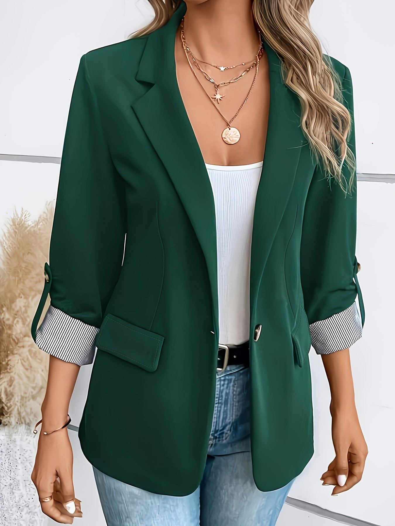 Lirael | Notched collar blazer, elegant long-sleeved office jacket