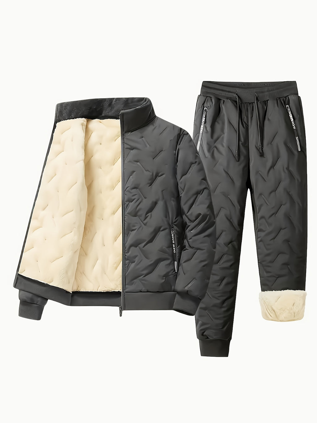 Romuald | Casual herensportkleding - Fluweelgevoerde Zip-Up jas & joggers, waterdicht, staande kraag