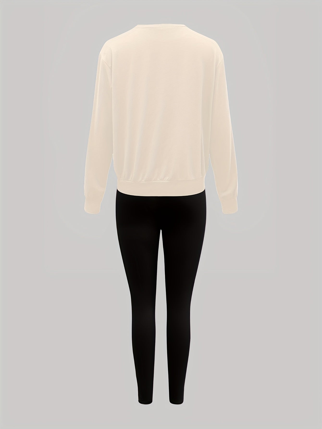 Elvanys | 2-delige set voor dames bestaande uit een sweatshirt en legging – Comfortabele outfit met ronde hals en lange mouwen voor de herfst/winter
