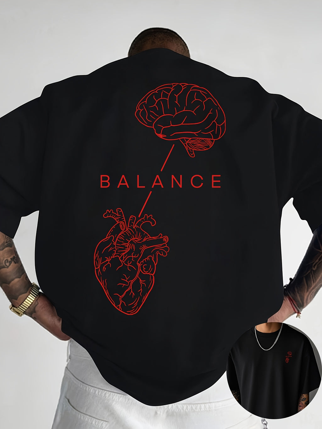 Rhysen | Heren T-shirt met grafische print – ontwerp op voor- en achterkant