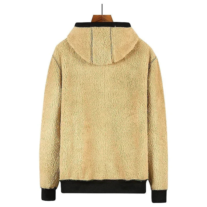 Quillon | Sweat à capuche polaire pour homme avec fermeture éclair et doublure en peau de mouton – Veste d'hiver chaude et décontractée