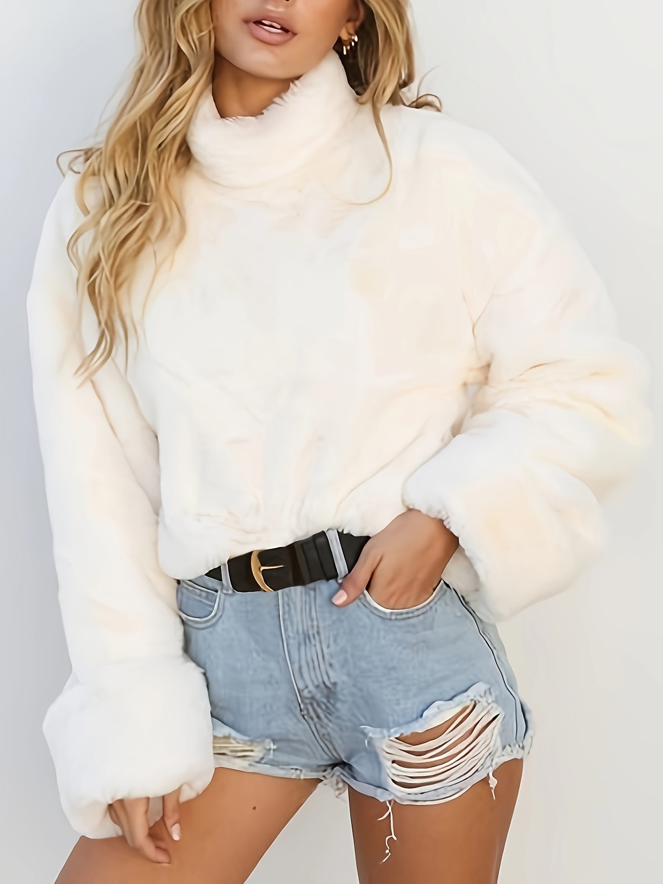 Isabette | Vrouwen Thermisch Schildpaddenhals Sweatshirt met imitatiebont - Effen Herfst & Winter Top met lange mouwen