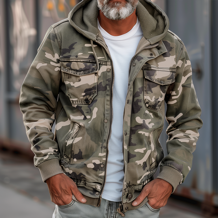 Fendrel | Camouflage herenjack met capuchon - lichtgewicht, waterdicht, windjack voor buiten