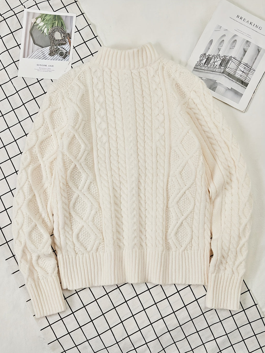 Dagfinn | Heren trui met halve rits en structuur – opstaande kraag, pullover met rits, zacht breisel