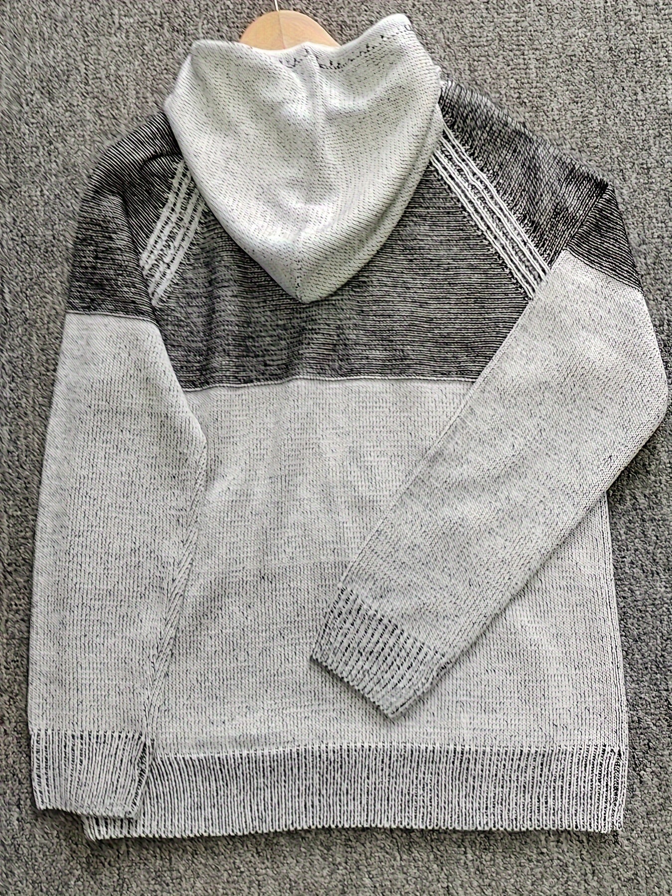 Novak | Kleurblok Gebreide Hoodie voor Mannen - Casual Trui, Streetwear, Warm & Comfortabel