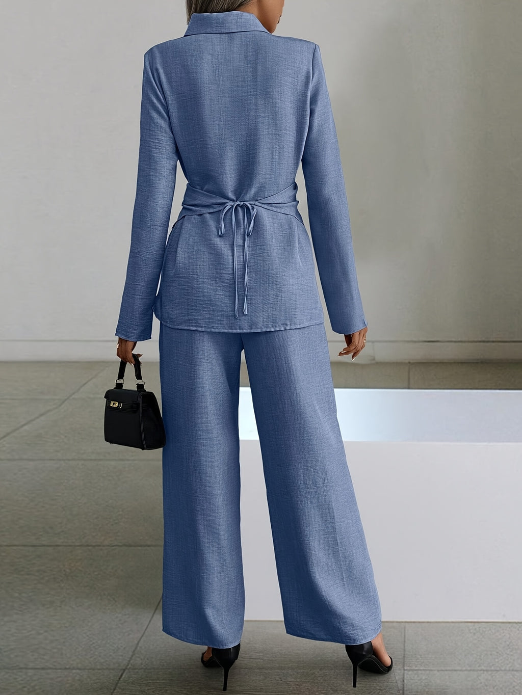 Cirilla | Dames 2-delige set: Top met gekruiste taille & broek met wijde pijpen, casual loszittend pak