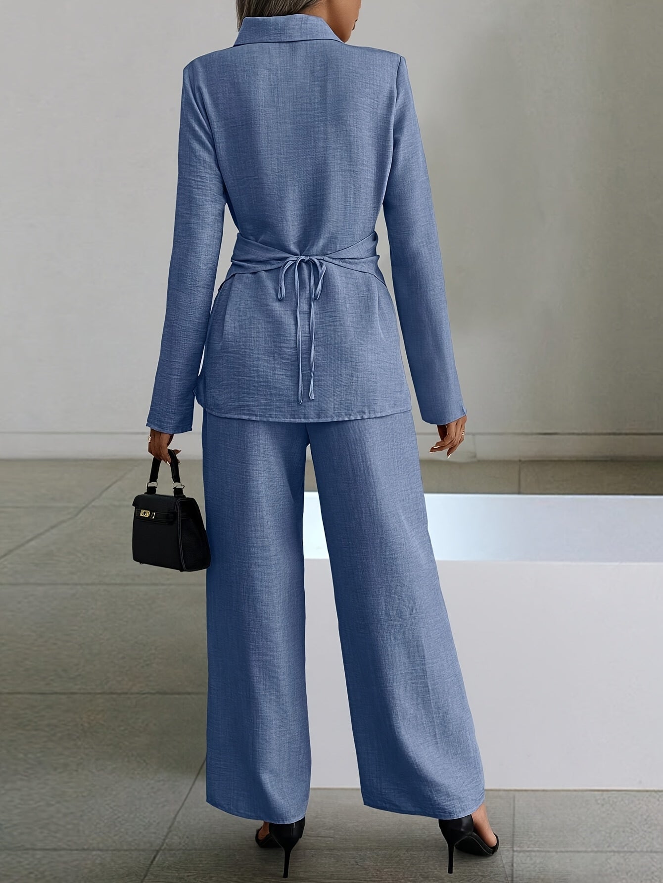 Cirilla | Dames 2-delige set: Top met gekruiste taille & broek met wijde pijpen, casual loszittend pak