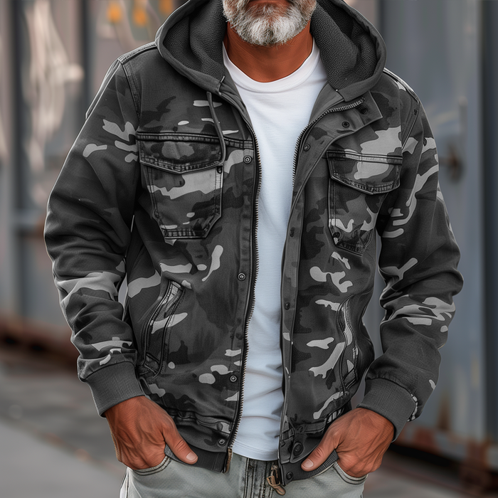 Fendrel | Camouflage herenjack met capuchon - lichtgewicht, waterdicht, windjack voor buiten