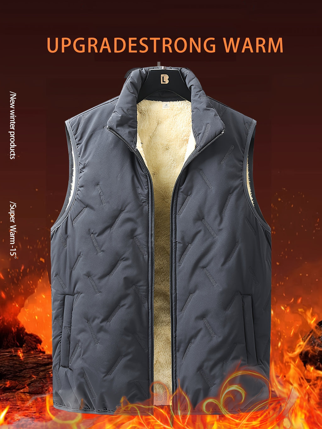 Kester | Winter Warme Heren Casual Geometrische Staande Kraag Fleece gevoerd Mouwloos Vest, Winddichte Buitenkleding