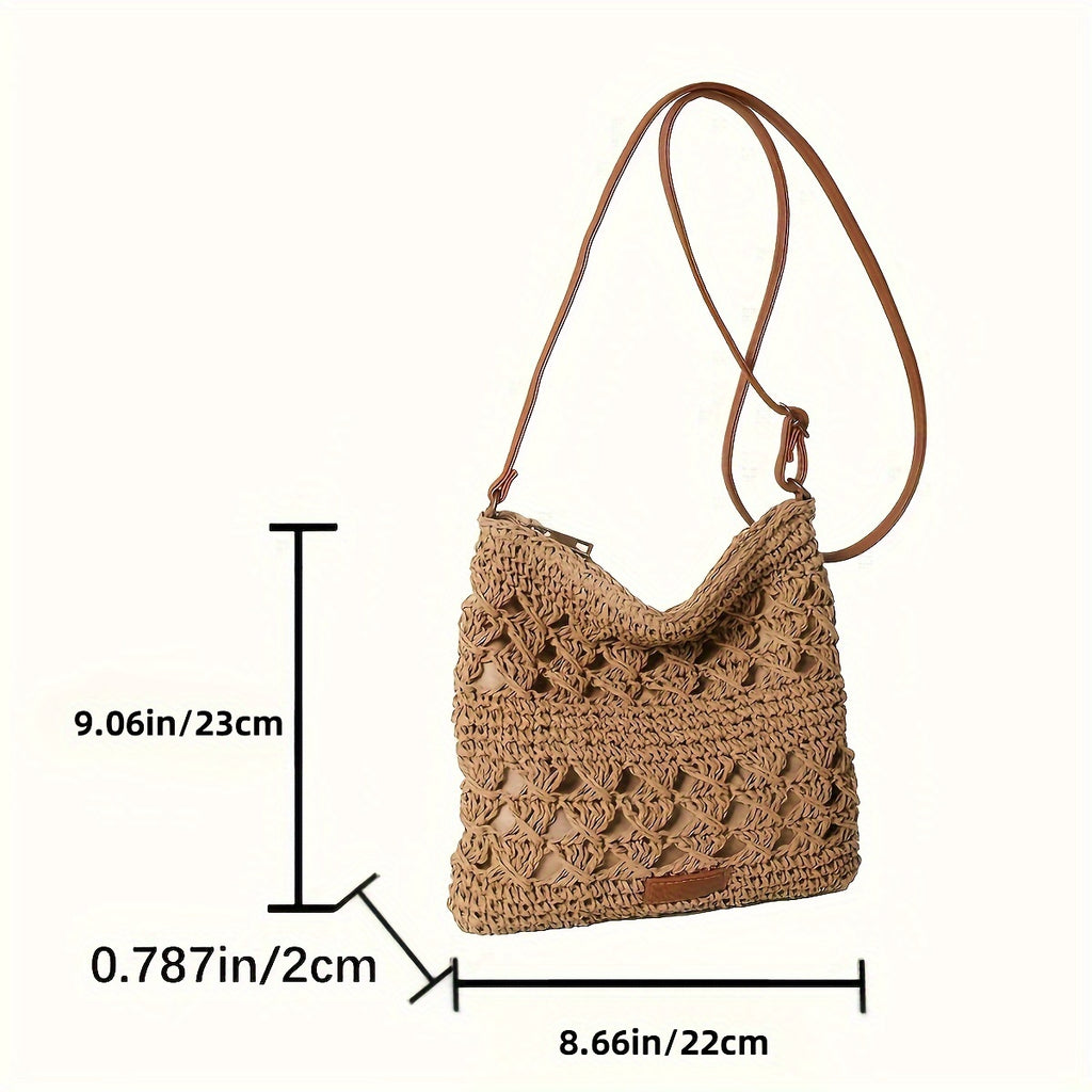 LinaBag | Chique papieren crossbody tas van stro