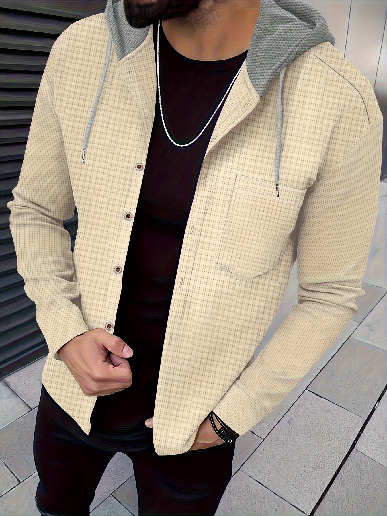 Zenith | Casual Men's Hooded Jacket - Soft Breathable Polyester, Button Closure