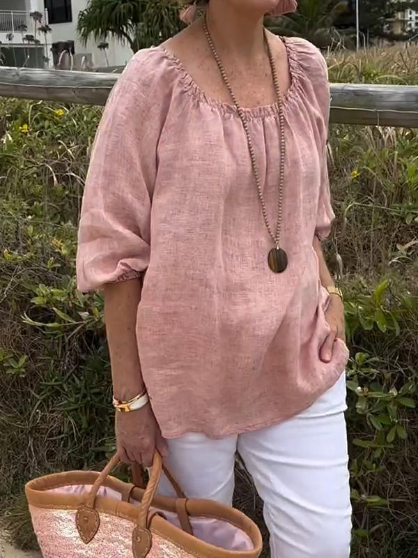 Denise | Casual Ronde Hals Top met Halve Mouwen
